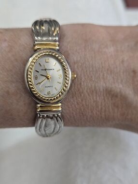 Sag Harbor Quartz Watch Gold Silver Plated Stretch Band